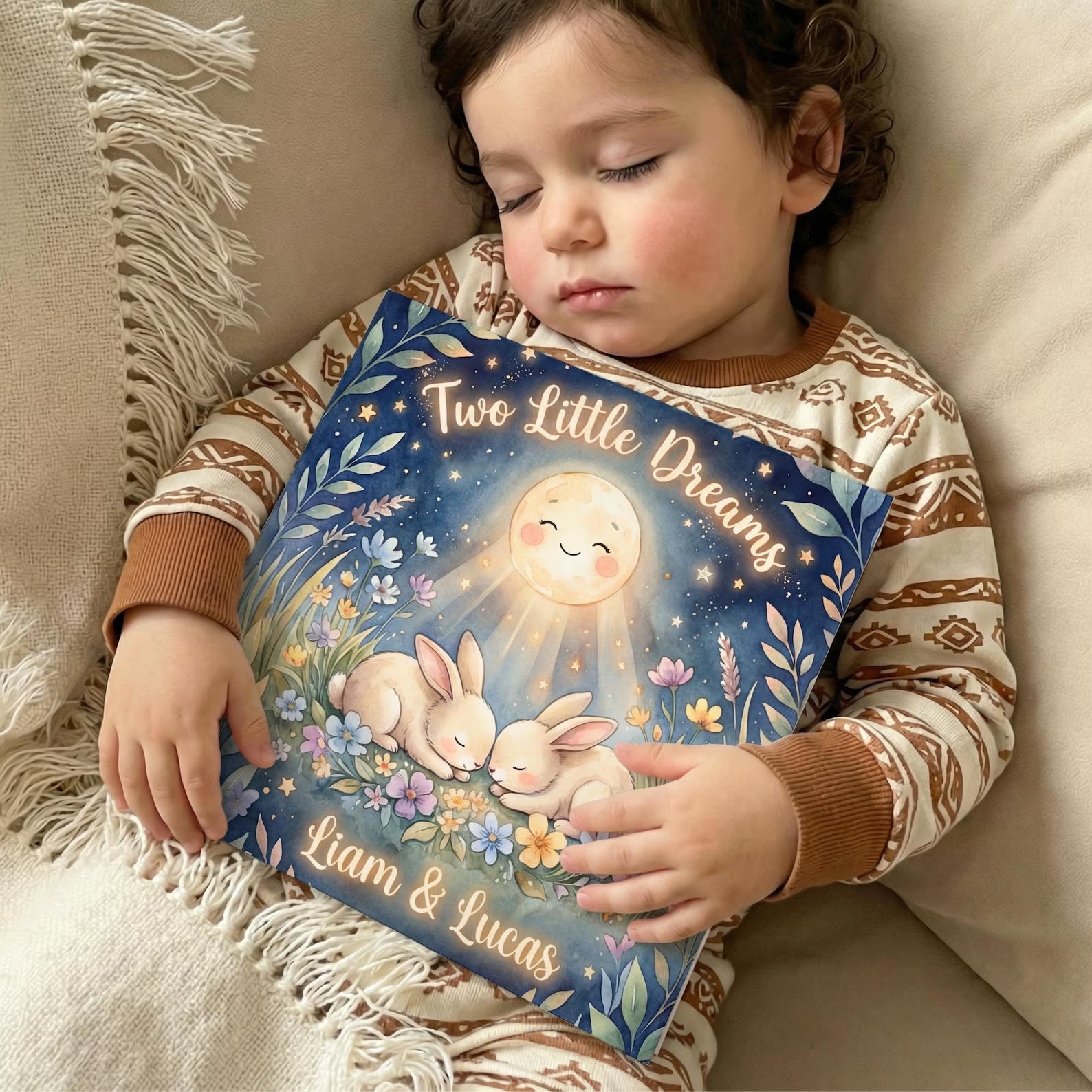 Personalized Twin Baby Book — Custom Bedtime Bunny Story