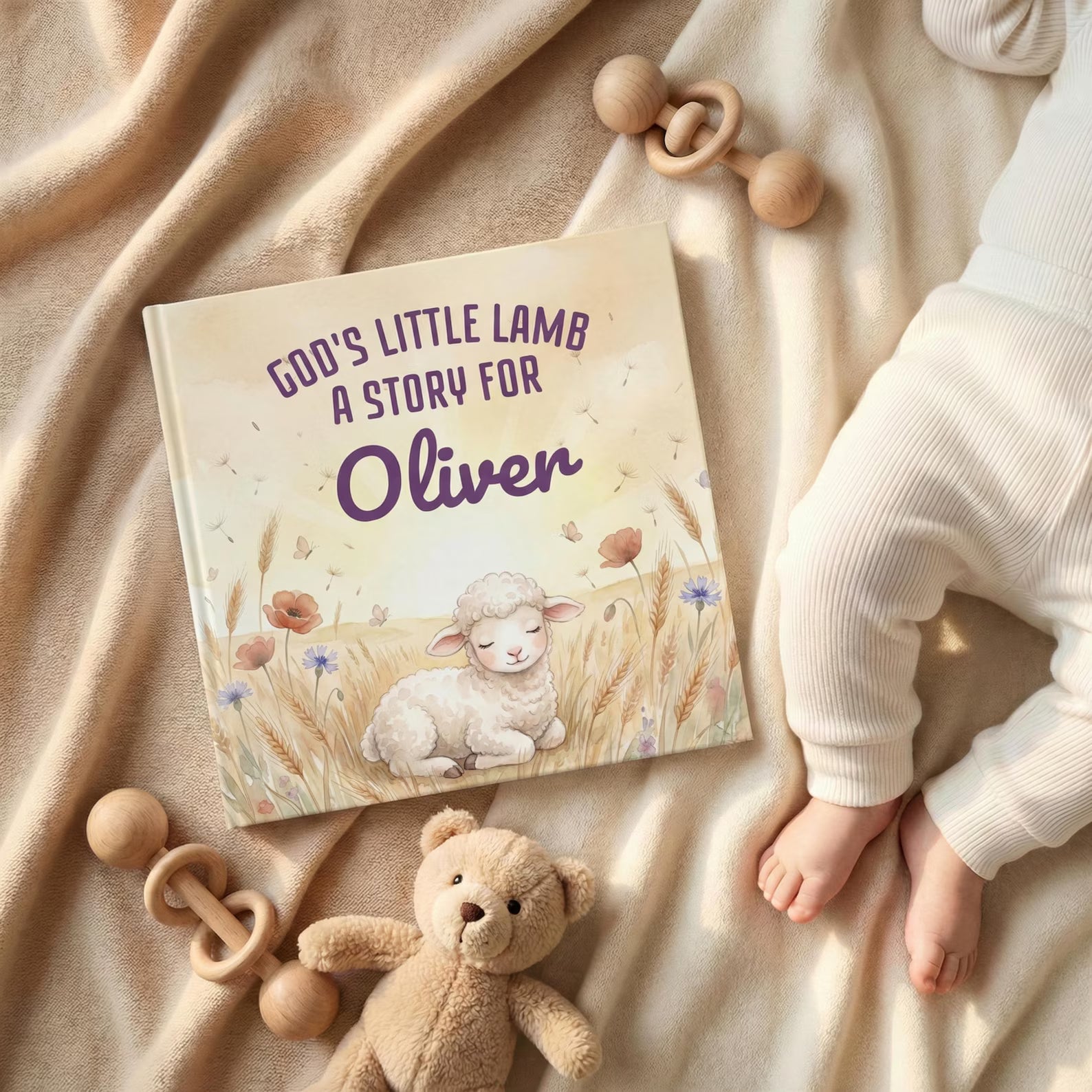 Personalized Christian Lamb Book — Naming Day Baby Gift