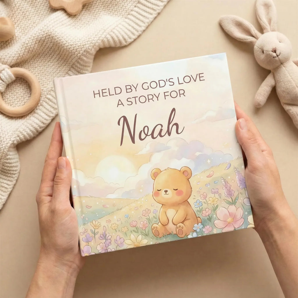 Personalized Christian Baby Book — Held by God's Love