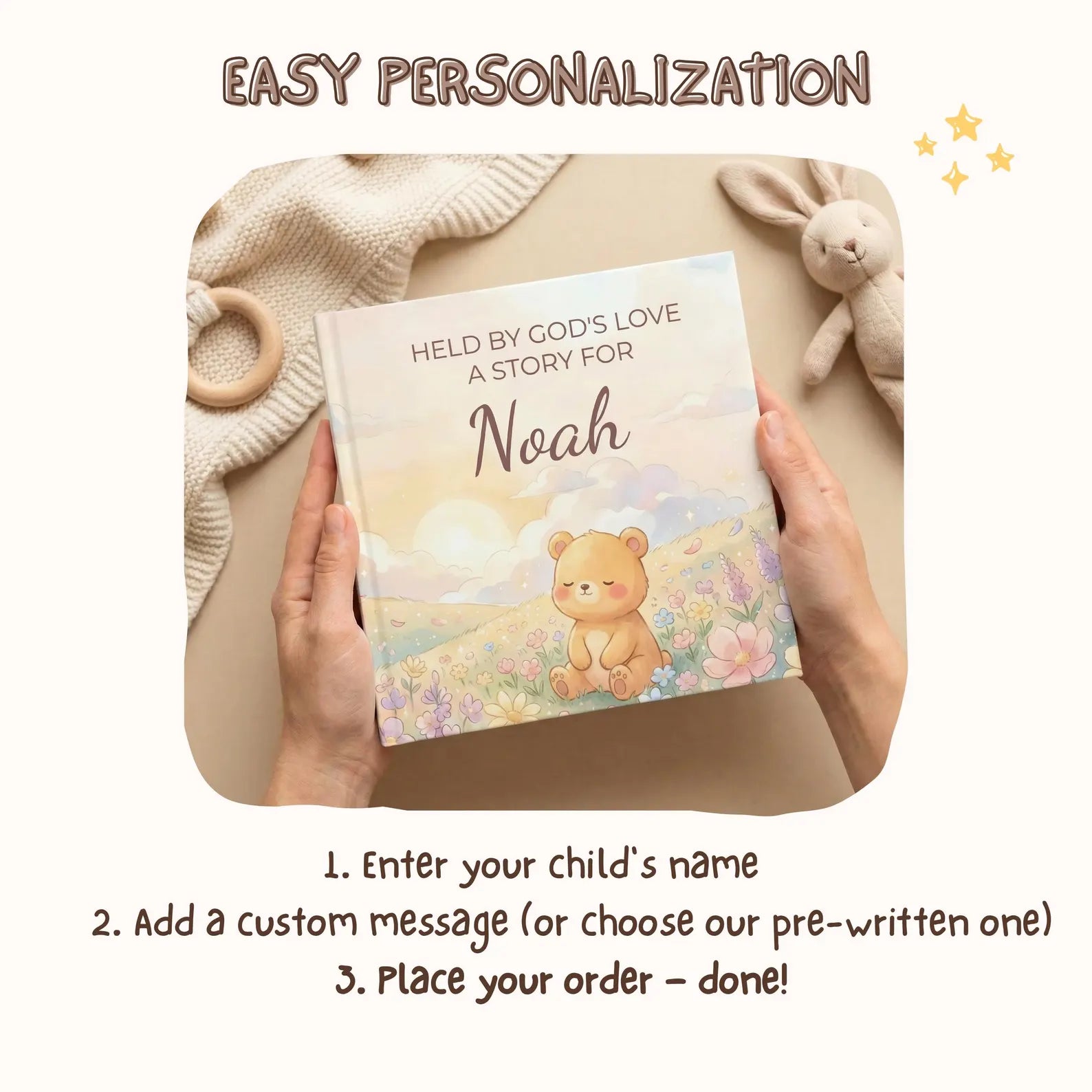 Personalized Christian Baby Book — Held by God's Love