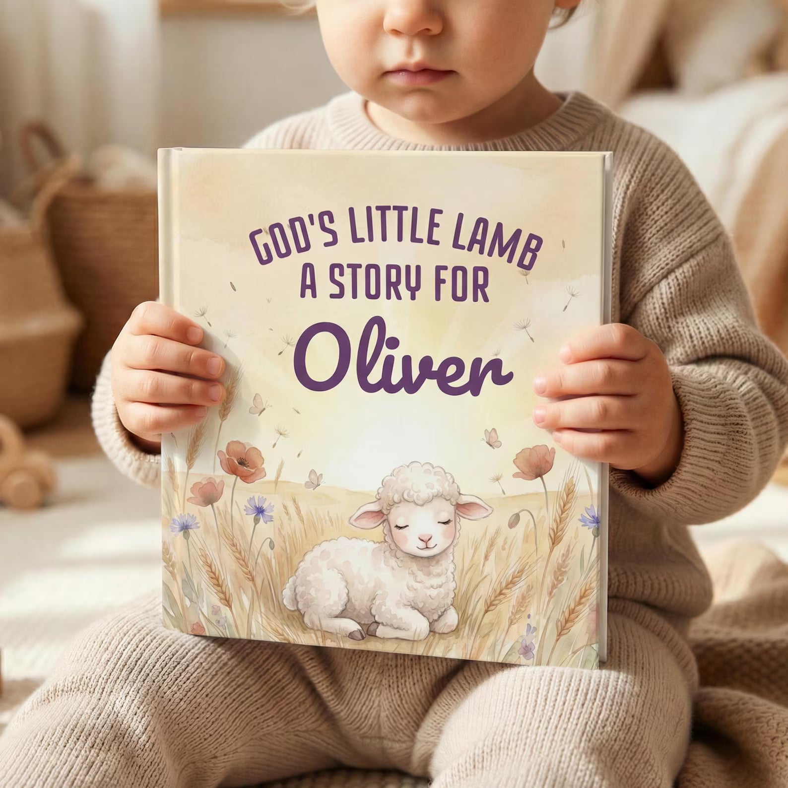 Personalized Christian Lamb Book — Naming Day Baby Gift