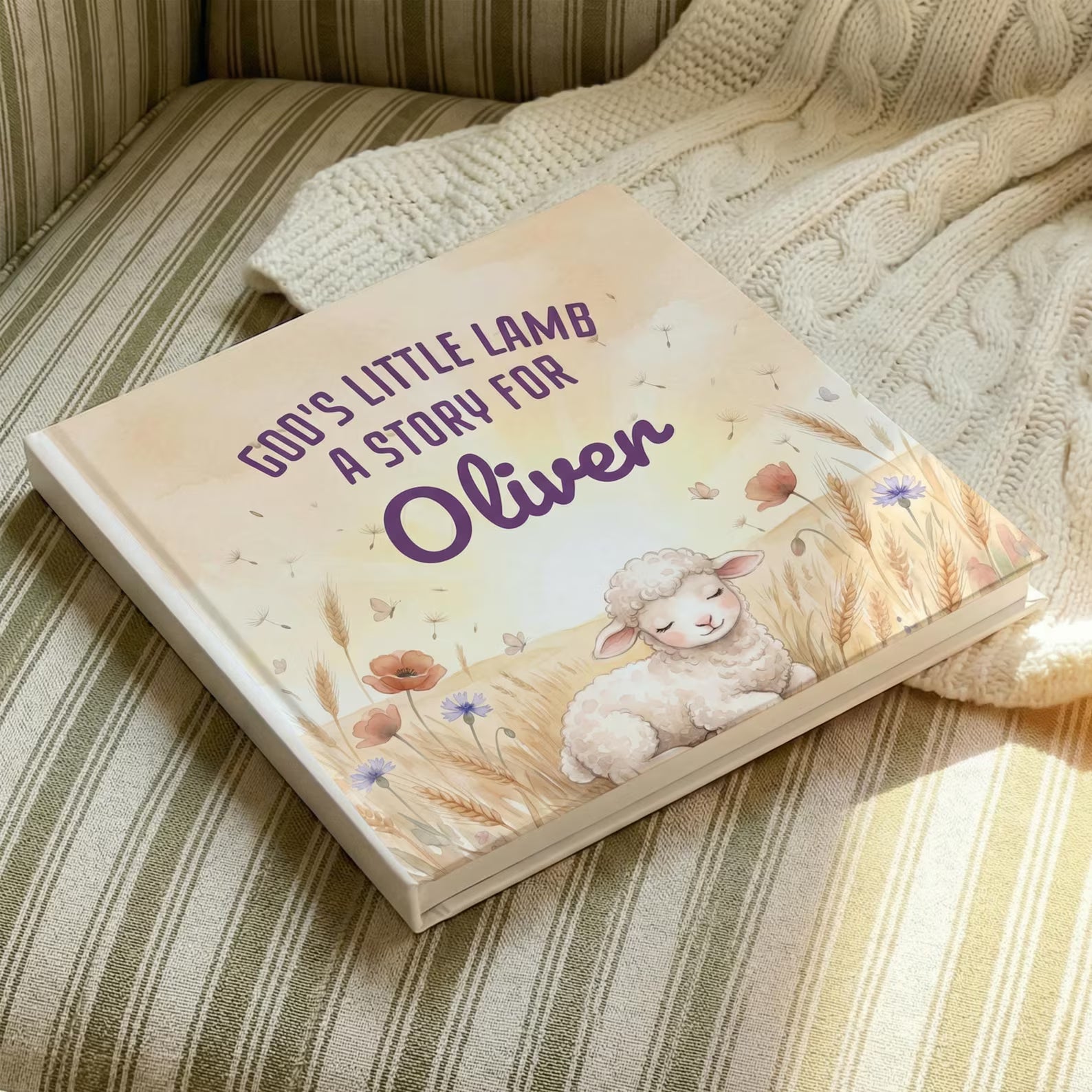 Personalized Christian Lamb Book — Naming Day Baby Gift
