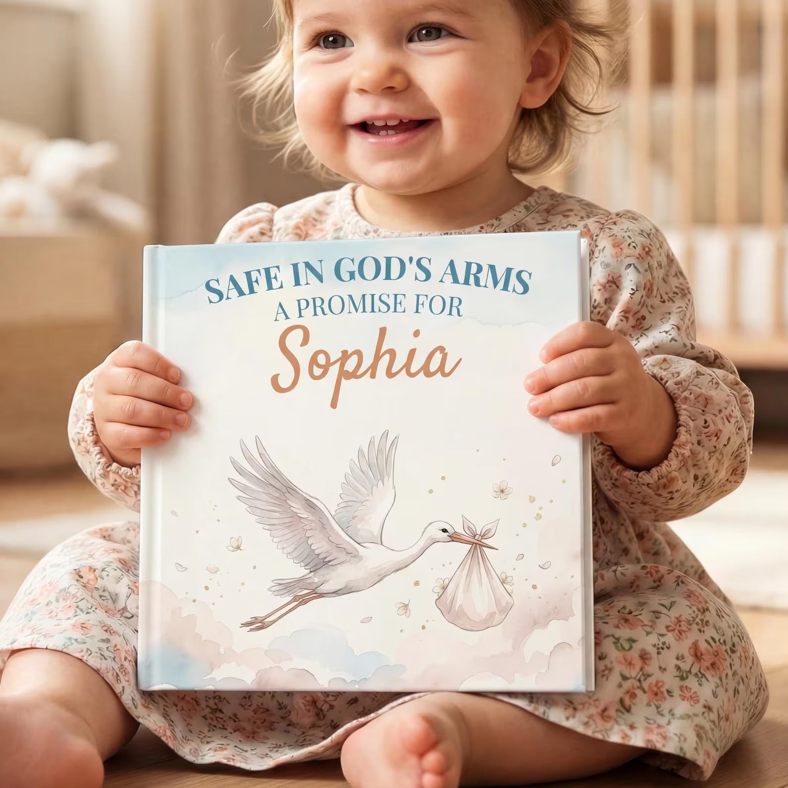 Personalized Christian Baby Book — Safe in God's Arms Story