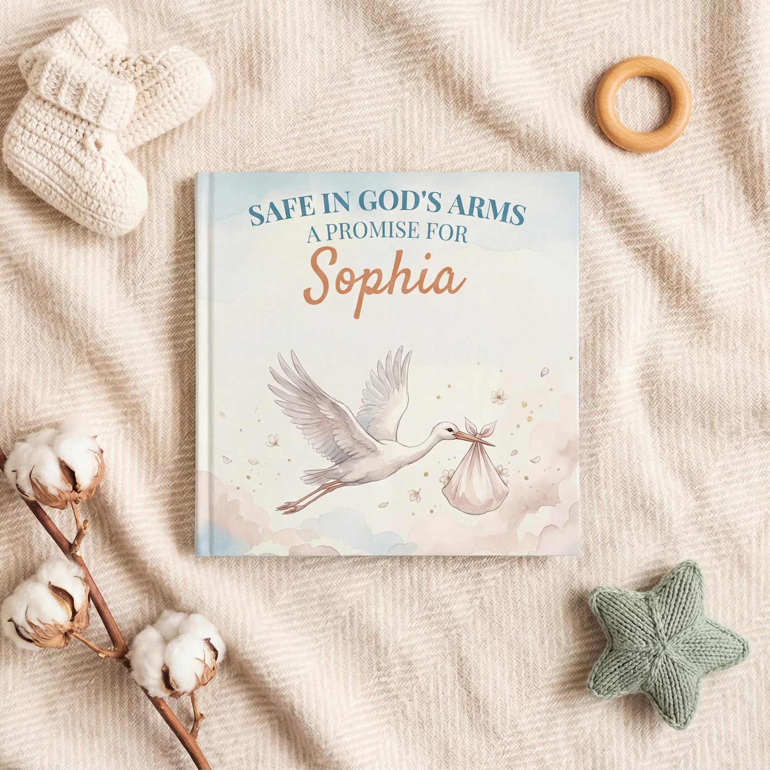 Personalized Christian Baby Book — Safe in God's Arms Story